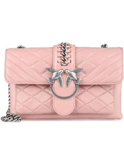 Shop Pinko Mini Love Quilted Leather Bag In Pink