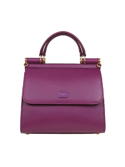 Shop Dolce & Gabbana Sicily Bag 58 Small In Calf Leather In Plum