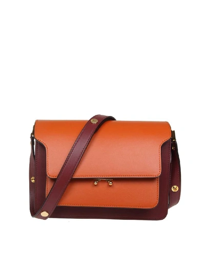 Shop Marni Trunk Bag Bag In Cherry / Orange Leather
