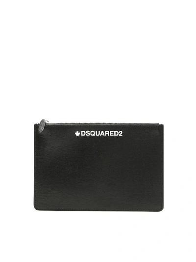 Shop Dsquared2 Logo Pouch In Nero Bianco (black)