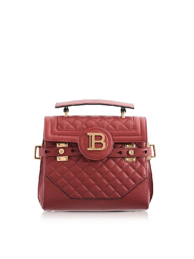 Shop Balmain Quilted Leather 23 B-buzz Satchel Bag In Red