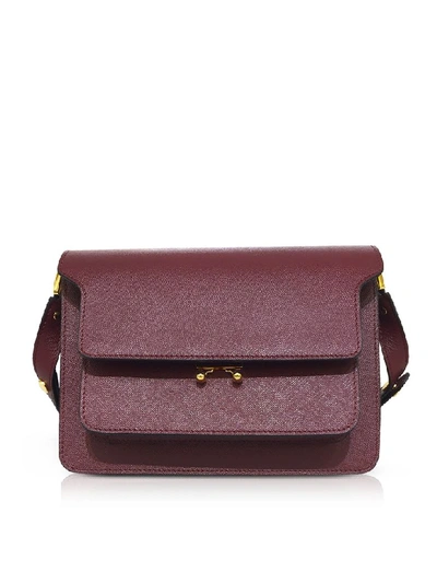 Shop Marni Saffiano Leather Trunk Shoulder Bag In Ruby