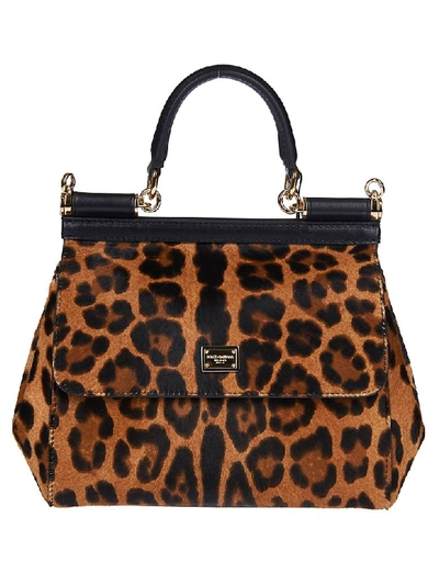 Shop Dolce & Gabbana Logo Plaque Tote In Leopard
