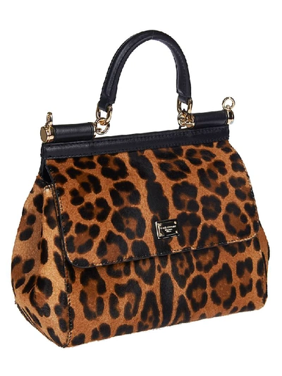 Shop Dolce & Gabbana Logo Plaque Tote In Leopard