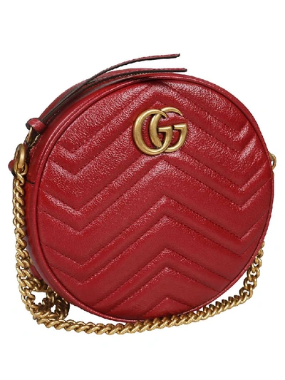 Shop Gucci Gg Marmont Shoulder Bag In Red