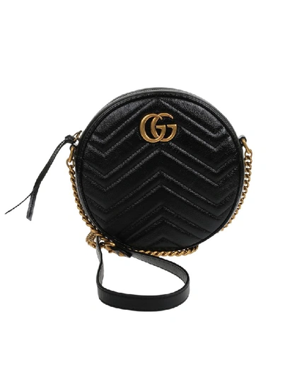 Shop Gucci Mini Borsa A Spalla Rotonda Gg Marmont In Nero