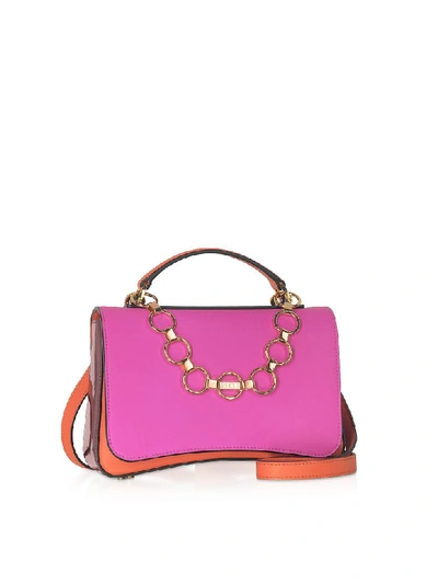 Shop Emilio Pucci Chance Chain Color Block Leather Satchel Bag In Fuchsia