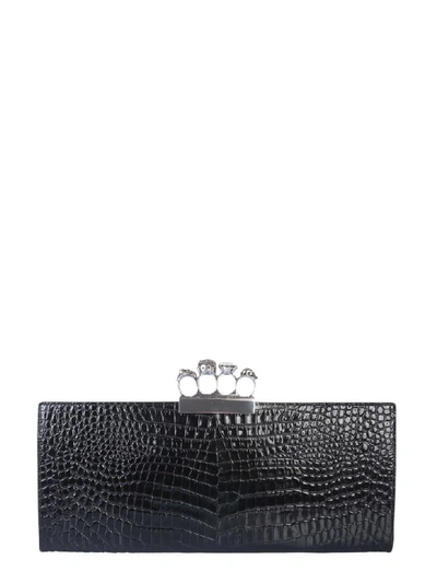 Shop Alexander Mcqueen Jewel Insert Clutch In Nero