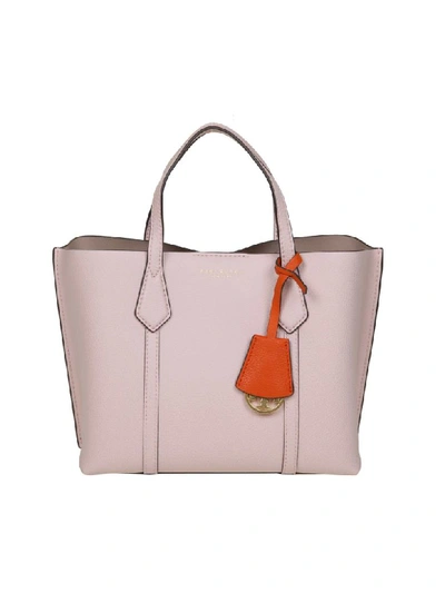 Shop Tory Burch Shopping Perry Small Triple-compartment Pink Leather Tote