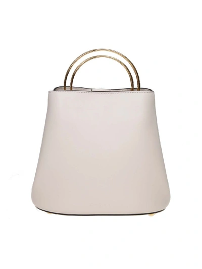 Shop Marni Handbag Pannier In Leather Ivory Color In White