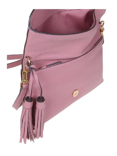 Shop Tory Burch Mcgraw Fold-over Shoulder Bag In Pink Leather