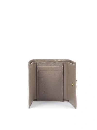 Shop Dolce & Gabbana Mud Leather Wallet With Logo Plaque In Neutro