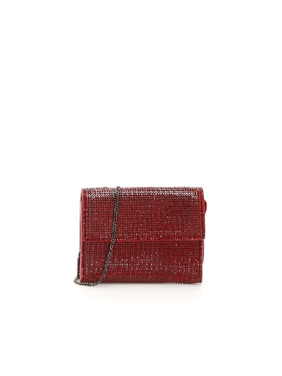Shop Marco De Vincenzo Crystal Wallet With Chain In Siam Fragola Rub (red)