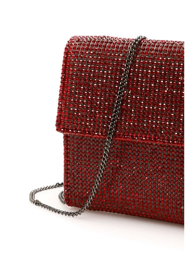 Shop Marco De Vincenzo Crystal Wallet With Chain In Siam Fragola Rub (red)