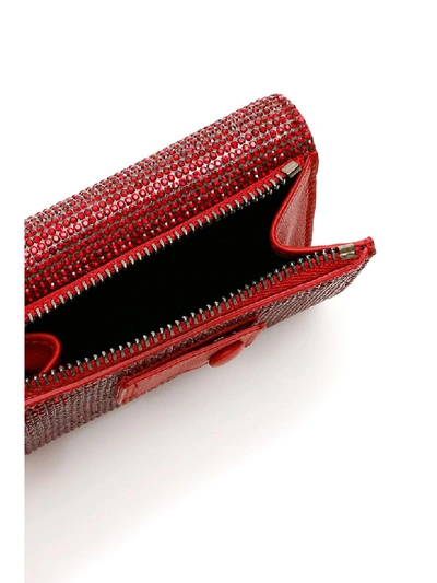 Shop Marco De Vincenzo Crystal Wallet With Chain In Siam Fragola Rub (red)