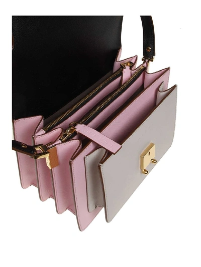 Shop Marni Trunk Bag Bag In Leather Color Black / Pink / Ivory In Black/white