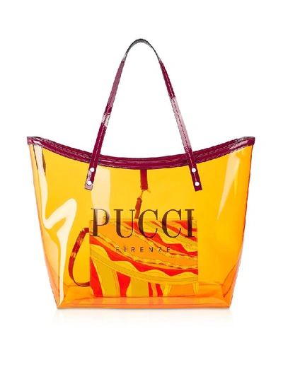 Shop Emilio Pucci Signature Transparent Tote Bag In Coral