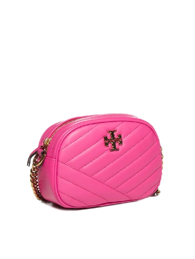 Shop Tory Burch Kira Chevron Small Camera Bag Shoulder Bag In Crazy Pink