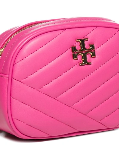 Shop Tory Burch Kira Chevron Small Camera Bag Shoulder Bag In Crazy Pink