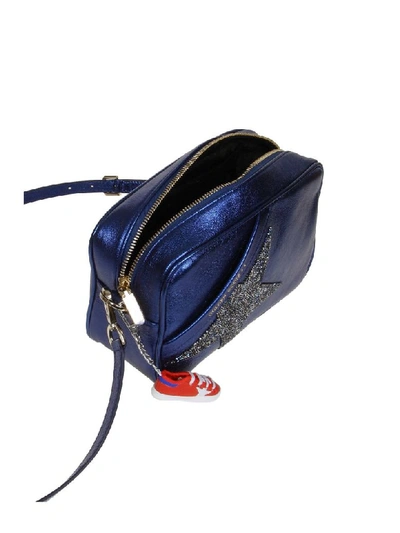 Shop Golden Goose Star Bag Shoulder Bag In Laminated Leather In Blue