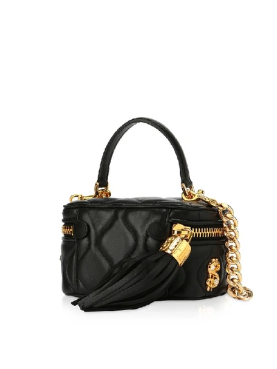 Shop Moschino Black Dollars Bauletto Bag W/nappa