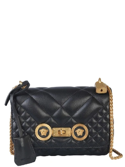 Shop Versace Small Icon Shoulder Bag In Nero