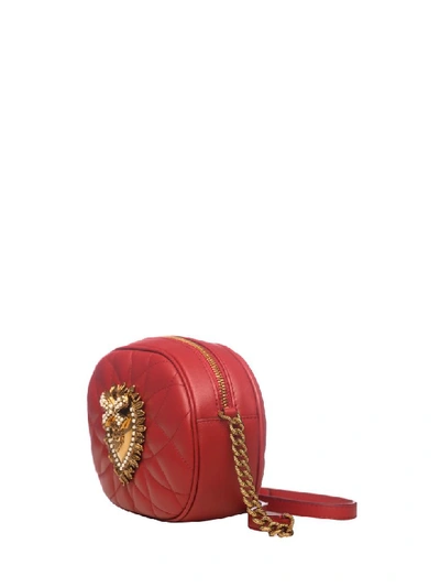 Dolce & Gabbana Devotion Embellished Quilted Leather Shoulder Bag In Rosso