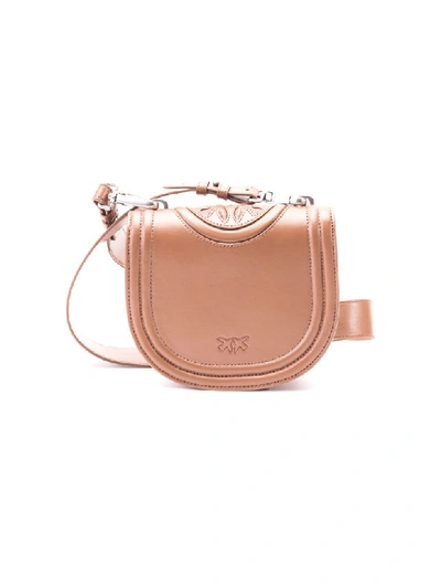 Shop Pinko Leather Shoulder Bag In Light Brown