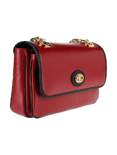 Shop Gucci Marina Leather Small Shoulder Bag In New Cherry Red Black