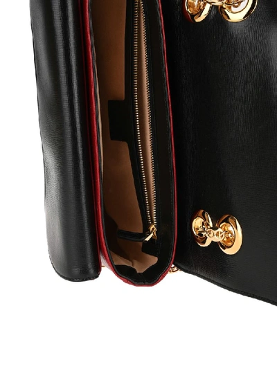 Shop Gucci Marina Leather Small Shoulder Bag In New Cherry Red Black