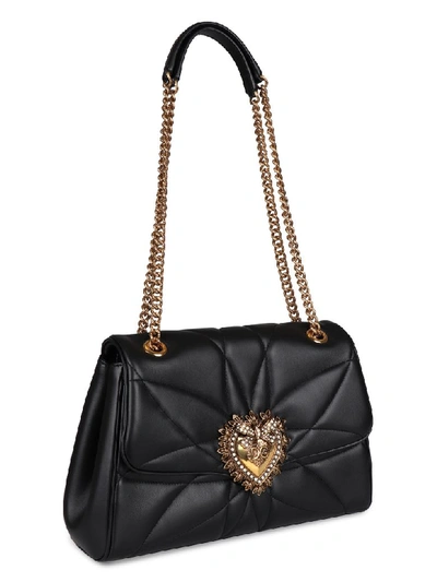 Shop Dolce & Gabbana Devotion Quilted Leather Shoulder Bag In Black