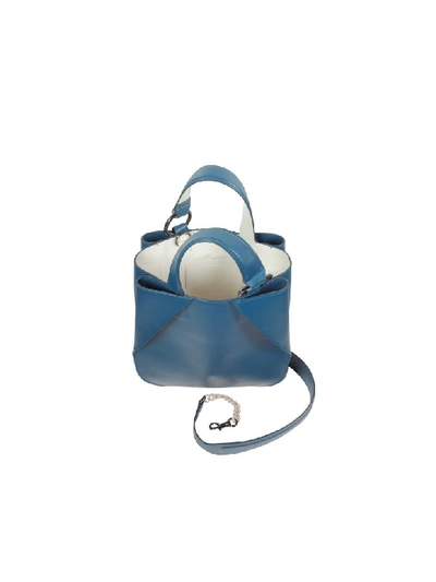 Shop Giaquinto Joss Mini Leather Satchel Bag In Lagoon