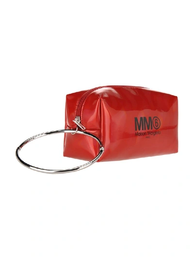 Shop Mm6 Maison Margiela Mm6 Large Logo Print Pouch In Red