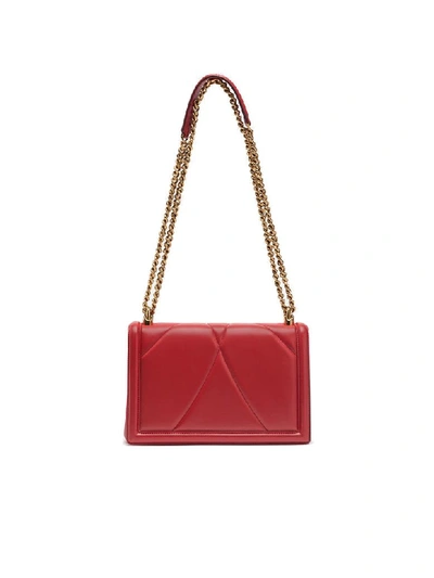 Shop Dolce & Gabbana Large Devotion Leather Shoulder Bag In Poppy Red