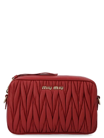 Shop Miu Miu Bandoliera Bag In Red