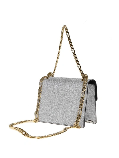 Shop Balmain B-bag 18 Shoulder Bag In Silver Glittered Leather