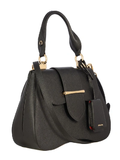 Shop Prada Sidonie Miini Saffiano Lux/cartella In Black