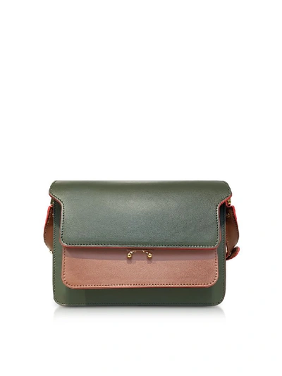 Shop Marni Color Block Leather Trunk Bag In Moss Green