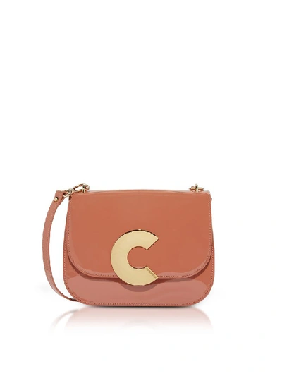 Shop Coccinelle Craquante Rock Medium Patent Leather Shoulder Bag In Clay