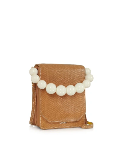 Shop Cafuné Caramel Leather Bellows Crossbody Bag In Camel