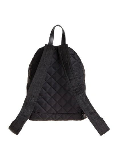 Shop Moschino Quilted Logo Backpack In Nero/oro
