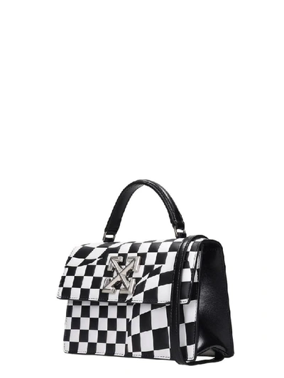 Shop Off-white Check Jitney Shoulder Bag In Black Leather