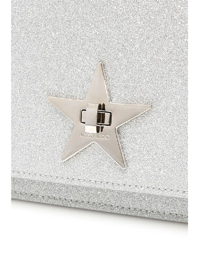 Shop Jimmy Choo Glitter Star Lock Palace Bag In Silver (silver)