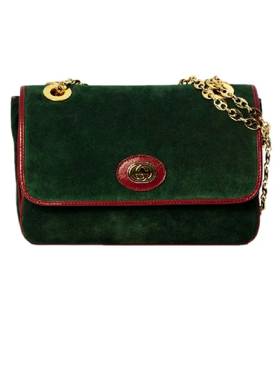 Shop Gucci Green Suede Small Shoulder Bag In Verde