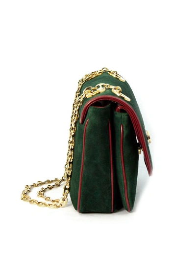 Shop Gucci Green Suede Small Shoulder Bag In Verde