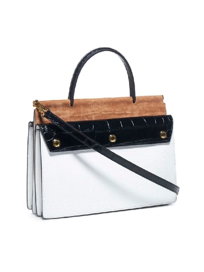 Shop Burberry Small Tittle Pocket Tote In White Maple