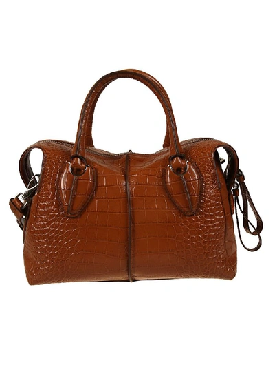 Shop Tod's Crocodile Effect Tote In Brown