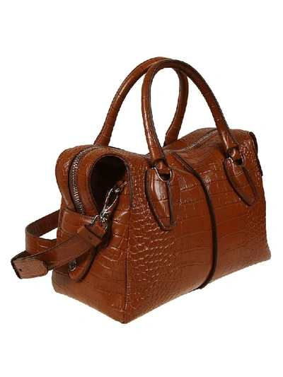 Shop Tod's Crocodile Effect Tote In Brown