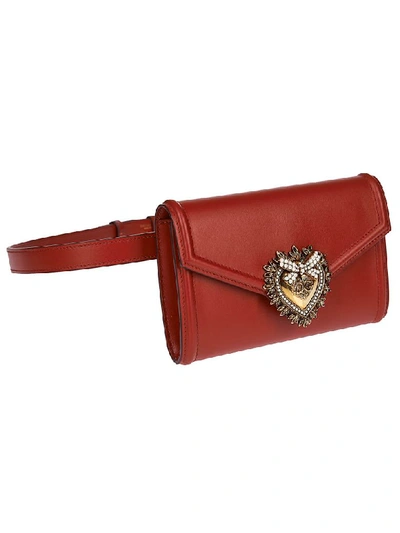 Shop Dolce & Gabbana Heart Logo Plaque Belt Bag In Red