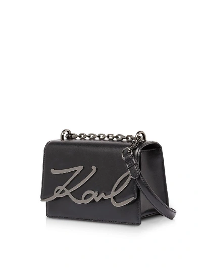 Shop Karl Lagerfeld K/signature Small Shoulder Bag In Black/black